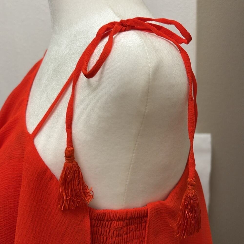 INC maxi ruffle dress fun one shoulder color bright cosmic orange size M party - Picture 9 of 14